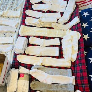 40 Pair NOS Vtg School Girl Slouch Ribbed Cuff Hooters Socks 1980 1990 2000s